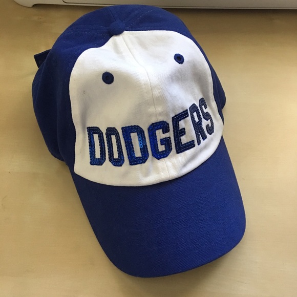 Pink Dodgers Sequin Baseball Cap 